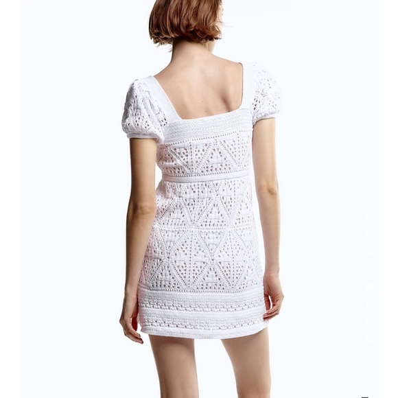 ZARA | Crochet Knit Dress White - Picture 6 of 9